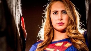 Carter Cruise The blonde SuperGirl and a green monster