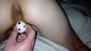 Husband Fist Wife Anal with ping pong balls in pussy