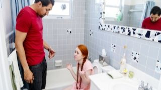 Tiny redhead sucks friends dads big cock