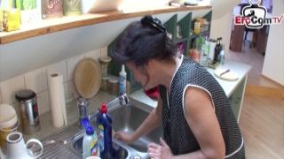 German grandmother get hard fuck in kitchen from step s